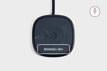 Eco-friendly wireless charger with a brandable surface—ideal for sustainable corporate gifting
